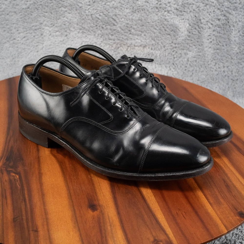 Johnston & Murphy Melton Mens 10 D/B Black Leather Cap Toe Oxfords